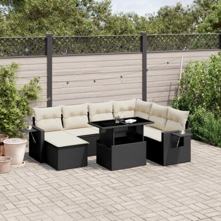 Set de sofás de jardín 8 piezas y cojines ratán sintético negro de vidaXL, Conjuntos de jardín - Ref: Foro24-3268096, Precio:...