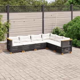 Set aus 6-teiligen Gartensofas und Kissen Kunstrattan schwarz von vidaXL, Gartensets - Ref: Foro24-3261860, Preis: 484,79 €, ...