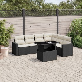 Set mit 7 Gartensofas mit Kissen Kunstrattan schwarz von vidaXL, Gartensets - Ref: Foro24-3267296, Preis: 528,69 €, Rabatt: %