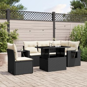 Set aus 6-teiligen Gartensofas und Kissen Kunstrattan schwarz von vidaXL, Gartensets - Ref: Foro24-3267906, Preis: 473,65 €, ...