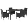 Set comedor jardín 5 pzas cojines ratán sintético vidrio negro de vidaXL, Conjuntos de jardín - Ref: Foro24-3278545, Precio: ...