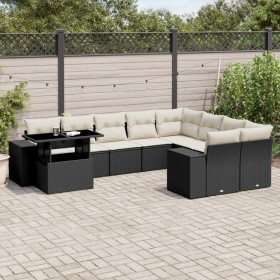 Garden sofa set 10 pieces with black synthetic rattan cushions by vidaXL, Garden sets - Ref: Foro24-3269396, Price: 682,80 €,...