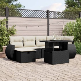 Set mit 7 Gartensofas mit Kissen Kunstrattan schwarz von vidaXL, Gartensets - Ref: Foro24-3275136, Preis: 548,18 €, Rabatt: %