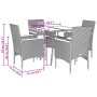 Garden dining set, 5 pieces, with synthetic rattan cushions and black glass. by vidaXL, Garden sets - Ref: Foro24-3278704, Pr...