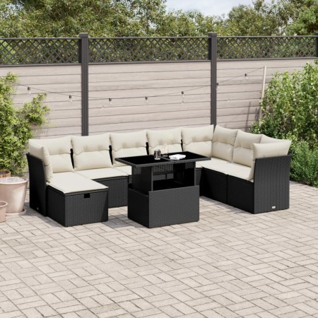 Set aus 8-teiligen Gartensofas und Kissen Kunstrattan schwarz von vidaXL, Gartensets - Ref: Foro24-3274706, Preis: 626,01 €, ...