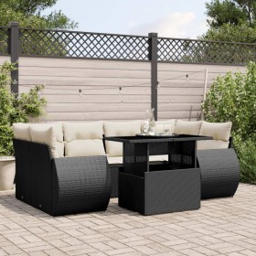 Set mit 7 Gartensofas mit Kissen Kunstrattan schwarz von vidaXL, Gartensets - Ref: Foro24-3268386, Preis: 573,39 €, Rabatt: %