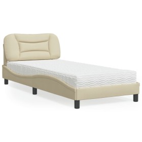 Bed with cream fabric mattress 90x200 cm by vidaXL, Beds and slatted bases - Ref: Foro24-3208511, Price: 304,11 €, Discount: %