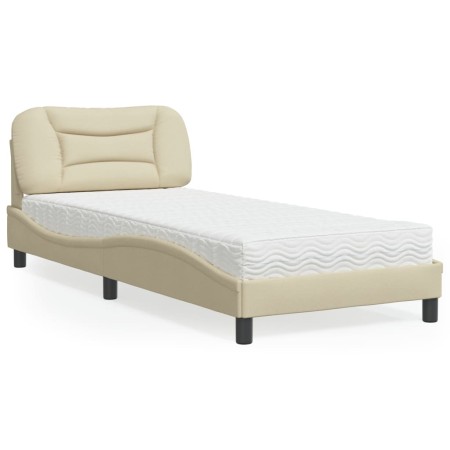 Cama con colchón tela color crema 90x200 cm de vidaXL, Camas y somieres - Ref: Foro24-3208511, Precio: 318,08 €, Descuento: %