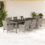 Set comedor jardín 9 pzas y cojines ratán sintético vidrio gris de vidaXL, Conjuntos de jardín - Ref: Foro24-3278591, Precio:...