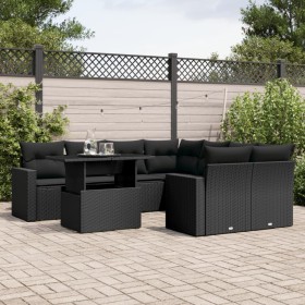 Set aus 8-teiligen Gartensofas und Kissen Kunstrattan schwarz von vidaXL, Gartensets - Ref: Foro24-3267165, Preis: 594,01 €, ...