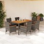 7-piece garden dining set with gray PE rattan cushions and acacia wood. by vidaXL, Garden sets - Ref: Foro24-3278636, Price: ...