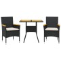 3-piece garden dining set with black PE rattan acacia cushions by vidaXL, Garden sets - Ref: Foro24-3278697, Price: 227,03 €,...