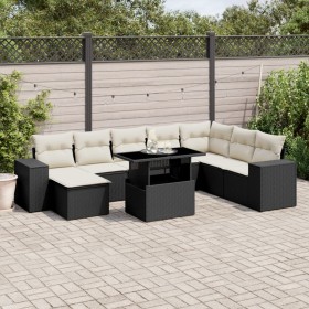 Set aus 8-teiligen Gartensofas und Kissen Kunstrattan schwarz von vidaXL, Gartensets - Ref: Foro24-3269356, Preis: 637,73 €, ...