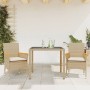 Garden dining set 3 pieces with synthetic rattan cushions and beige glass by vidaXL, Garden sets - Ref: Foro24-3278657, Price...