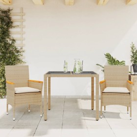 3 Stück Garten Esszimmer Set Kissen synthetisches Rattan Glas beige von vidaXL, Gartensets - Ref: Foro24-3278657, Preis: 257,...