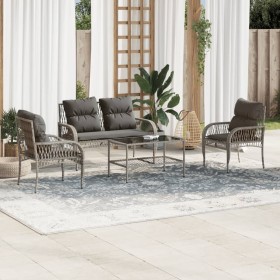 Garden sofa set 4 pieces with gray synthetic rattan cushions by vidaXL, Garden sets - Ref: Foro24-368729, Price: 353,99 €, Di...