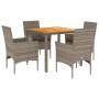 5-piece garden dining set with gray PE rattan acacia cushions by vidaXL, Garden sets - Ref: Foro24-3278676, Price: 370,82 €, ...