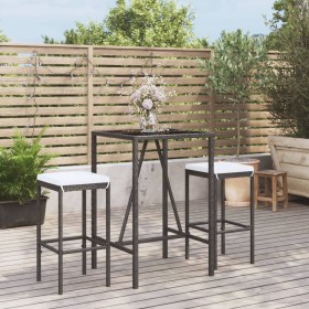 3-piece garden table and high stools with black PE rattan cushions by vidaXL, Garden sets - Ref: Foro24-3187631, Price: 166,8...