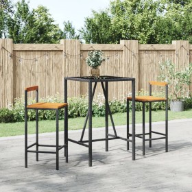 Bar table and garden stools 3 pieces acacia wood PE rattan black by vidaXL, Garden sets - Ref: Foro24-3187690, Price: 189,78 ...