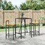 Bartisch und Gartenhocker 3 Stück Akazienholz PE Rattan schwarz von vidaXL, Gartensets - Ref: Foro24-3187690, Preis: 190,19 €...