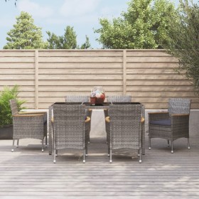 Garten-Essgruppe 7-teilig und graue synthetische Rattankissen von vidaXL, Gartensets - Ref: Foro24-3187383, Preis: 520,99 €, ...