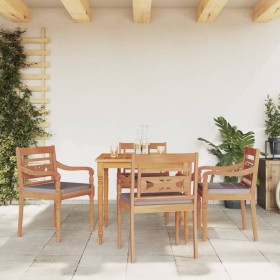 Garden dining set 5 pieces with dark gray teak wood cushions by vidaXL, Garden sets - Ref: Foro24-3155981, Price: 594,70 €, D...