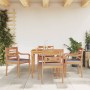 Garden dining set 5 pieces with dark gray teak wood cushions by vidaXL, Garden sets - Ref: Foro24-3155981, Price: 594,23 €, D...