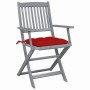 Folding garden chairs 6 pcs solid acacia wood cushions by vidaXL, Garden chairs - Ref: Foro24-3065428, Price: 299,54 €, Disco...