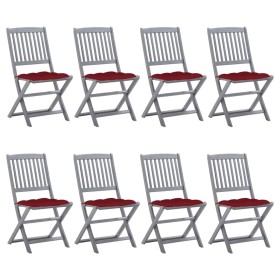 8 pcs folding garden chairs and solid acacia wood cushions by vidaXL, Garden chairs - Ref: Foro24-3078314, Price: 398,86 €, D...