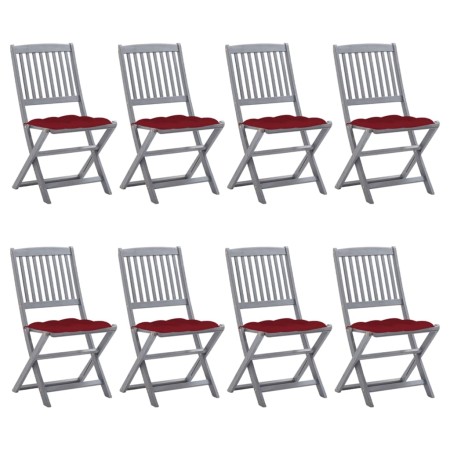 8 pcs folding garden chairs and solid acacia wood cushions by vidaXL, Garden chairs - Ref: Foro24-3078314, Price: 399,99 €, D...