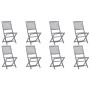 8 pcs folding garden chairs and solid acacia wood cushions by vidaXL, Garden chairs - Ref: Foro24-3078314, Price: 399,99 €, D...