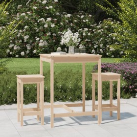 3-piece solid pine wood table and high stools set by vidaXL, Garden sets - Ref: Foro24-3154725, Price: 176,42 €, Discount: %