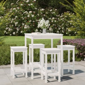 5-piece white pine wood garden table and high stools set by vidaXL, Garden sets - Ref: Foro24-3154731, Price: 322,51 €, Disco...