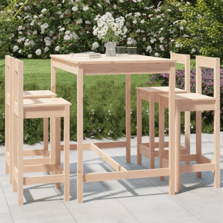 Garden table and high stools 5 pieces solid pine wood by vidaXL, Garden sets - Ref: Foro24-3154750, Price: 223,09 €, Discount: %