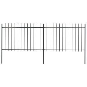 Garden fence with black steel spearheads 3.4x1.2 m by vidaXL, fence panels - Ref: Foro24-277621, Price: 133,99 €, Discount: %