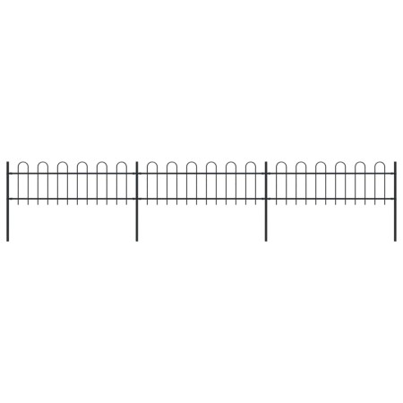 Garden fence with black steel hoop tips 5.1x0.6 m by vidaXL, fence panels - Ref: Foro24-277640, Price: 160,99 €, Discount: %