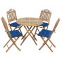 5-piece folding garden dining set with bamboo cushions by vidaXL, Garden sets - Ref: Foro24-3063985, Price: 258,99 €, Discoun...