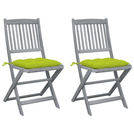 Folding garden chairs 2 pcs cushions solid acacia wood by vidaXL, Garden chairs - Ref: Foro24-3064562, Price: 130,44 €, Disco...