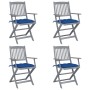 Folding garden chairs 4 pcs cushions solid acacia wood by vidaXL, Garden chairs - Ref: Foro24-3064534, Price: 191,99 €, Disco...