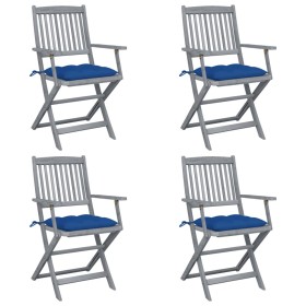 Folding garden chairs 4 pcs cushions solid acacia wood by vidaXL, Garden chairs - Ref: Foro24-3064534, Price: 191,99 €, Disco...