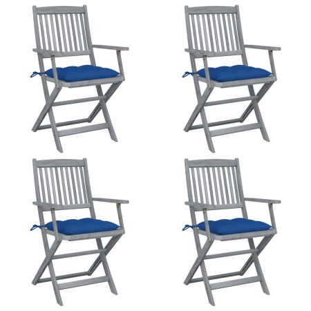 Folding garden chairs 4 pcs cushions solid acacia wood by vidaXL, Garden chairs - Ref: Foro24-3064534, Price: 191,99 €, Disco...