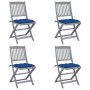 Folding garden chairs 4 pcs cushions solid acacia wood by vidaXL, Garden chairs - Ref: Foro24-3064588, Price: 203,99 €, Disco...