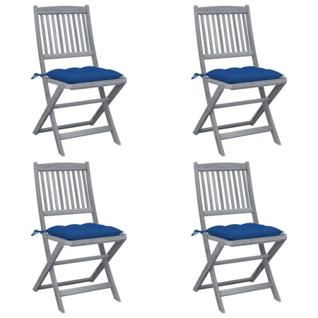 Folding garden chairs 4 pcs cushions solid acacia wood by vidaXL, Garden chairs - Ref: Foro24-3064588, Price: 203,99 €, Disco...