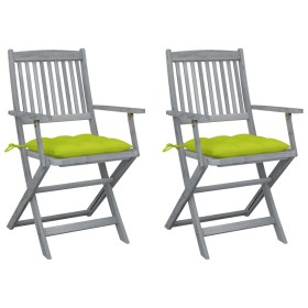 Folding garden chairs 2 pcs cushions solid acacia wood by vidaXL, Garden chairs - Ref: Foro24-3064508, Price: 122,74 €, Disco...