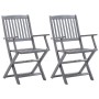 Folding garden chairs 2 pcs cushions solid acacia wood by vidaXL, Garden chairs - Ref: Foro24-3064508, Price: 122,74 €, Disco...