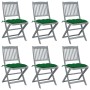 Folding garden chairs 6 pcs solid acacia wood cushions by vidaXL, Garden chairs - Ref: Foro24-3065454, Price: 318,54 €, Disco...