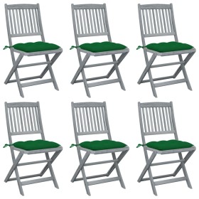 Folding garden chairs 6 pcs solid acacia wood cushions by vidaXL, Garden chairs - Ref: Foro24-3065454, Price: 318,02 €, Disco...