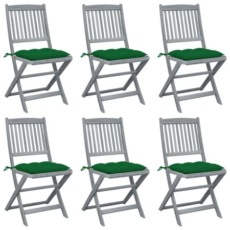 Folding garden chairs 6 pcs solid acacia wood cushions by vidaXL, Garden chairs - Ref: Foro24-3065454, Price: 318,54 €, Disco...