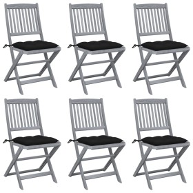 Folding garden chairs 6 pcs solid acacia wood cushions by vidaXL, Garden chairs - Ref: Foro24-3065456, Price: 309,99 €, Disco...