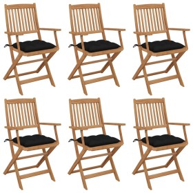 6 pcs folding garden chairs and solid acacia wood cushions by vidaXL, Garden chairs - Ref: Foro24-3074962, Price: 334,71 €, D...